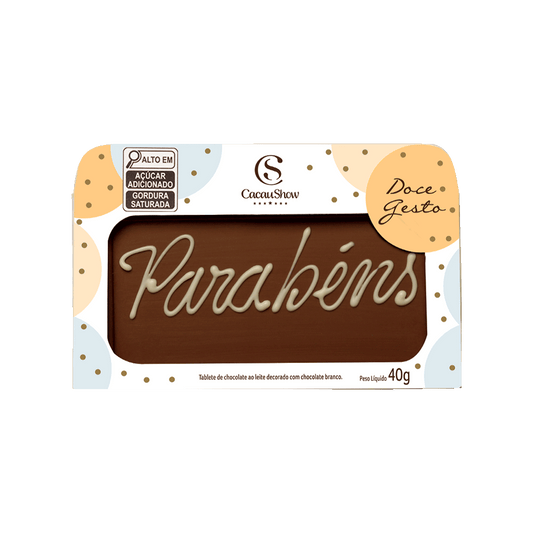 Tablete ao Leite Chocoarte Parabéns 40g